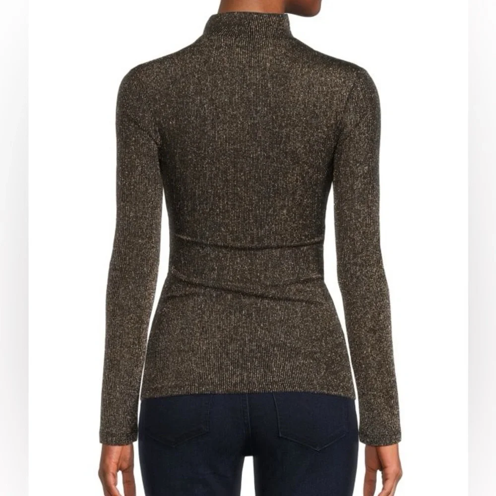 BCBGMaxAzria Metallic Mockneck Knit Top Small - Picture 2 of 4